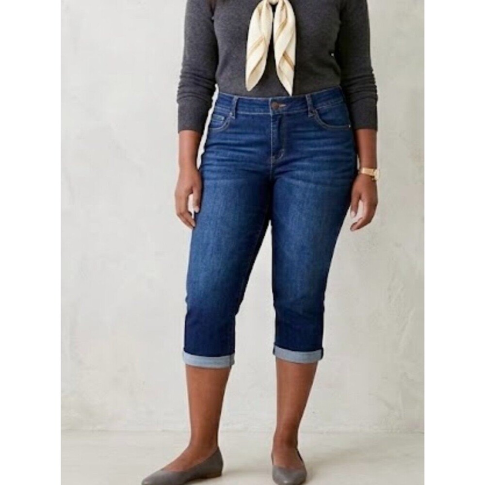 NWT Lee Ultra Lux Flex Motion Capri Jeans 24W Medium Dark Wash Comfort Stretch